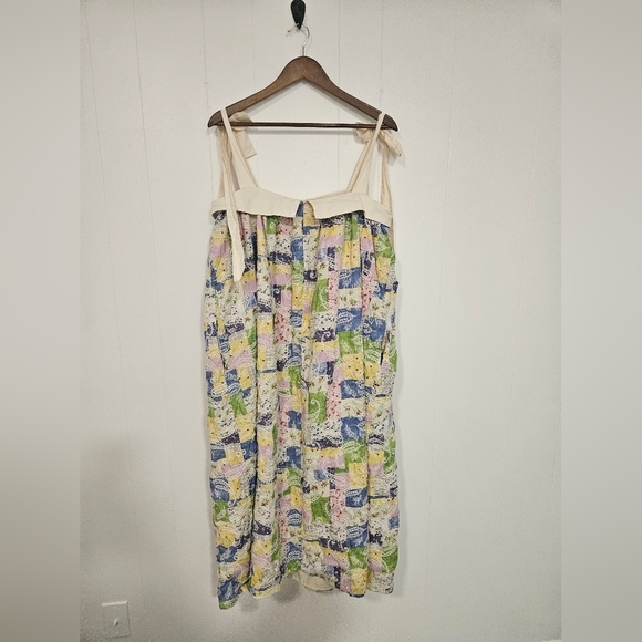 AUREUM Patchwork Embroidered Midi Dress In Cream Multi In Green - Picture 5 of 6